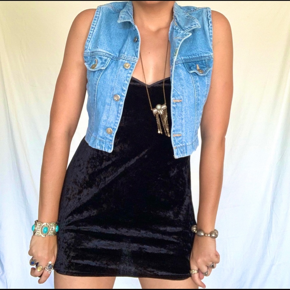 Vintage 90's Crushed Velour Slip Dress